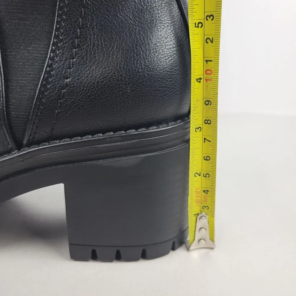 MIA Rusty Chelsea Pull On Lug Sole Booties Black Elastic Closure Size 11